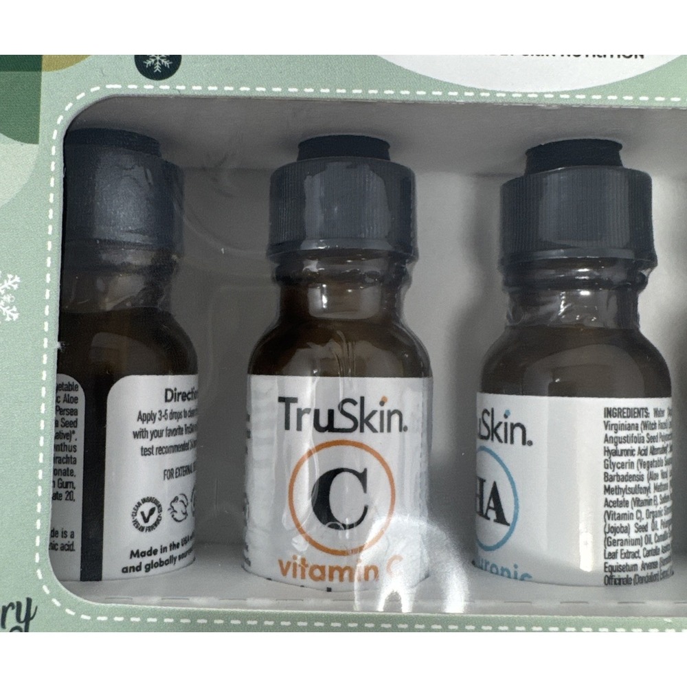 TruSkin Merry Bright Holiday Facial Serum Skincare Gift Set Retinol .4 fl oz ea. - Picture 2 of 6